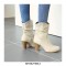 Chunky Heels Round Toe Western Cowboy Pull On Ankle Boots - Beige