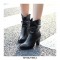 Chunky Heels Round Toe Western Cowboy Pull On Ankle Boots - Black