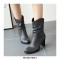 Chunky Heels Round Toe Western Cowboy Pull On Ankle Boots - DimGray