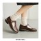 Round Toe T Strap Creepers Loafer Oxford Shoes - Brown