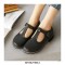 Round Toe T Strap Creepers Loafer Oxford Shoes - Dim Gray