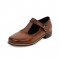 Round Toe T Strap Creepers Loafer Oxford Shoes - Saddle Brown