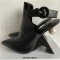 Pointed Toe Faux Bead Pearl Strange Fretwork Heel Ankle High Slingbacks Fashion Pumps - Black