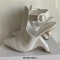 Pointed Toe Faux Bead Pearl Strange Fretwork Heel Ankle High Slingbacks Fashion Pumps - White