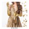 Elastic Shiny Wet Look Spandex Long Gloves and Stocking Costumes Set - Gold