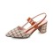 Pointed Toe Low Chunky Heels Office Vintage Shoes - Beige