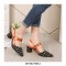 Pointed Toe Low Chunky Heels Office Vintage Shoes - Black