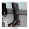 Autumn Style Rivet Decorated Genuine Leather Ankle Boots with Side Zipper - Black