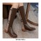 Autumn Style Rivet Decorated Genuine Leather Ankle Boots with Side Zipper - Brown
