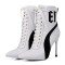 Pointed Toe Stiletto Heels Side Zipper Ankle Highs Leather Boots - White
