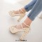 Round Toe Chunky Heels Victorian Style Vintage Mary Janes Bowknot Platforms Pumps - Beige