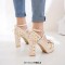 Round Toe Chunky Heels Victorian Style Vintage Mary Janes Bowknot Platforms Pumps - Beige