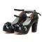 Round Toe Chunky Heels Victorian Style Vintage Mary Janes Bowknot Platforms Pumps - Black