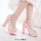 Round Toe Chunky Heels Victorian Style Vintage Mary Janes Bowknot Platforms Pumps - Pink