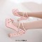 Round Toe Chunky Heels Victorian Style Vintage Mary Janes Bowknot Platforms Pumps - Pink