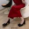 Square Toe Retro Fashion Chunky Heels Pumps - Black
