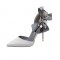 Pointed Toe 4 Inch Stiletto Heels  Wedding Dorsay Pumps Sandals  - Gray