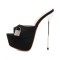 Peep Toe Platforms Rhinestones Crystal Lock Decorated Stiletto Heels Spring Sandals - Black