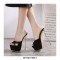Peep Toe Platforms Rhinestones Crystal Lock Decorated Stiletto Heels Spring Sandals - Black