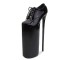 Fly High Platforms Stiletto Metal Super 12 inches Heels Lace Up Round Toe Loafers Pumps - Black Patent