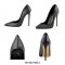 Stiletto Italian Heels Pointed Toe Rhinestones Decorated Pumps - Gold