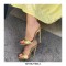 Italian Heel Peep Toe Crocodile Embossed Slip On Summer Sandals - Black