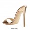 Italian Heel Peep Toe Patent Slip On Summer Sandals - Gold