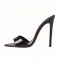 Pointed Open Toe Stiletto Heels Shiny  Slippers Sandals - Black Patent