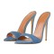 Pointed Open Toe Stiletto Heels Slippers Sandals - Blue