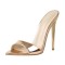Pointed Open Toe Stiletto Heels Shiny  Slippers Sandals - Gold Patent