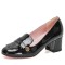 Square Toe Chunky Heels Cambridge Style Pumps - Black