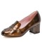 Square Toe Chunky Heels Cambridge Style Pumps - Brown