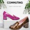 Square Toe Chunky Heels Cambridge Style Pumps - Purple