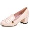 Square Toe Chunky Heels Cambridge Style Pumps - Pink