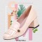 Square Toe Chunky Heels Cambridge Style Pumps - Purple