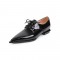 Pointed Toe Western Lace Up Loafer Oxford Shoes - Black