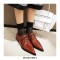 Pointed Toe Western Lace Up Loafer Oxford Shoes - Brown