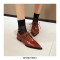 Pointed Toe Western Lace Up Loafer Oxford Shoes - Brown
