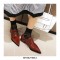Pointed Toe Western Lace Up Loafer Oxford Shoes - Brown