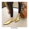 Pointed Toe Western Lace Up Loafer Oxford Shoes - Gold