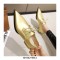 Pointed Toe Western Lace Up Loafer Oxford Shoes - Gold