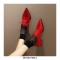 Pointed Toe Western Lace Up Loafer Oxford Shoes - Red