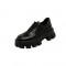 Round Toe Lace Up Chunky Heels Platforms Wednesday School Loafers - Black
