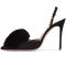 Pointed Toe Pom Poms Stiletto Heels Slingback Sandals Pumps - Black