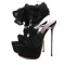 Peep Toe Crosstied Ankle Lace Up Stiletto Heels Platforms Gladiators Pumps - Black