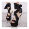 Peep Toe Crosstied Ankle Lace Up Stiletto Heels Platforms Gladiators Pumps - Black