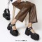 Round Toe Mary Janes Platforms Chunky Heels Pumps - Black Patent