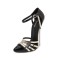 Pointed Toe Stiletto Metal Heels Ankle Buckle Straps Pumps - Gold Black