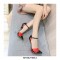 Pointed Toe Stiletto Metal Heels Ankle Buckle Straps Pumps - Red Black