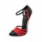 Pointed Toe Stiletto Metal Heels Ankle Buckle Straps Pumps - Red Black